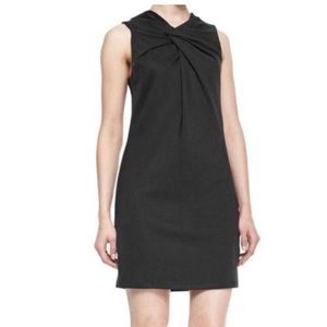 HELMUT LANG Black TWIST DD Front Lateral Drape Stretch Dress